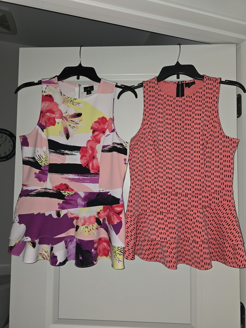 Worthington Peplum Tank Tops - Coral & Multi Color